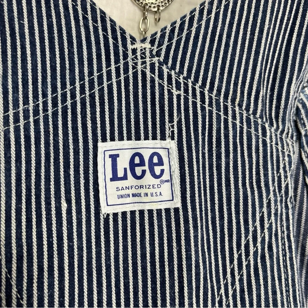 Vintage Lee Hickory Stripe Overalls 30x30 Carpenter Sanforized Union Made USA